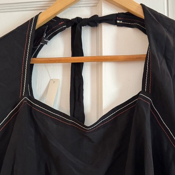 Madewell Tops - Madewell silk Chic Black Women's Blouse xl back tie bell sleeve low back NWT